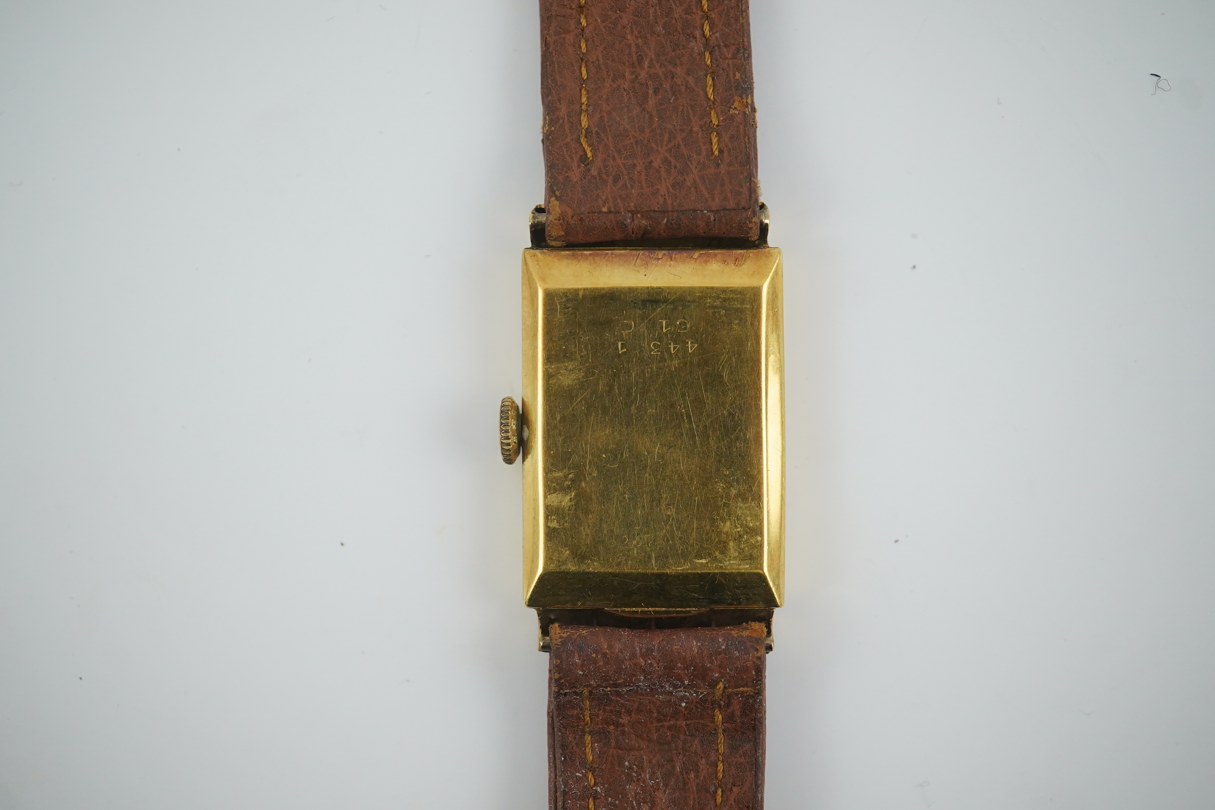 A gentleman's 1930's 18ct gold Rolex Chronometre manual wind wrist watch